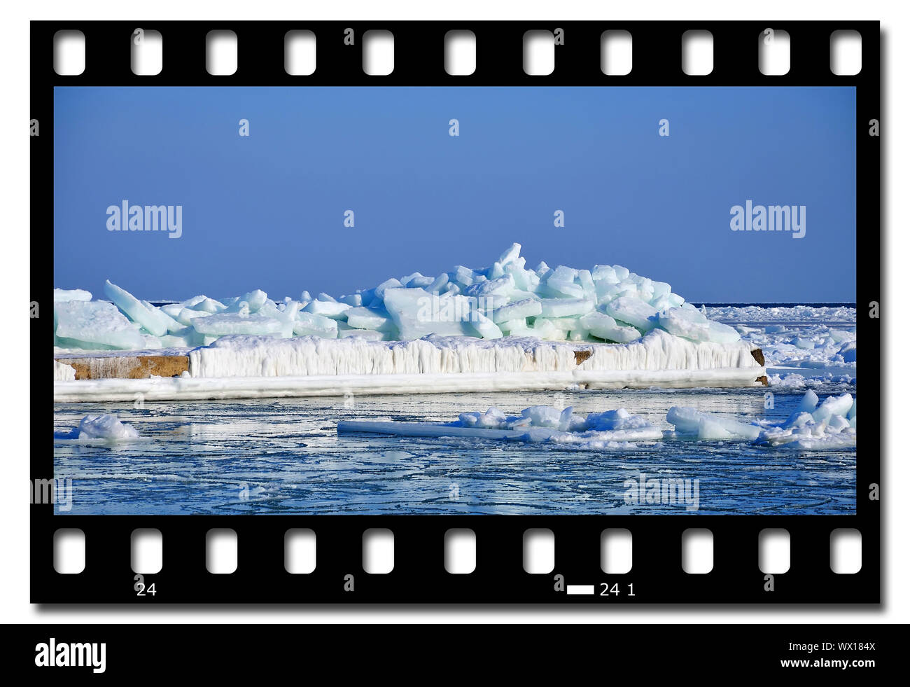frames of film ice landscape, closeup Stock Photo