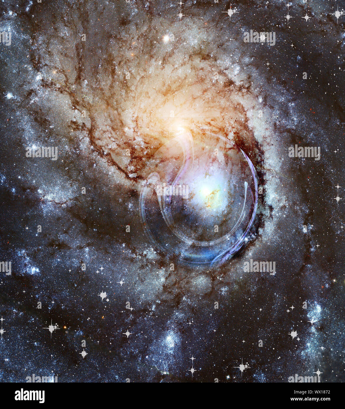 A spiral Galaxy in the Universe. Stock Photo