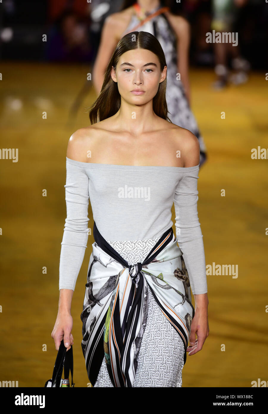 Models on the catwalk for the Burberry Spring/Summer 2020 show at London  Fashion Week at the Troubador White City Theatre, London Stock Photo - Alamy