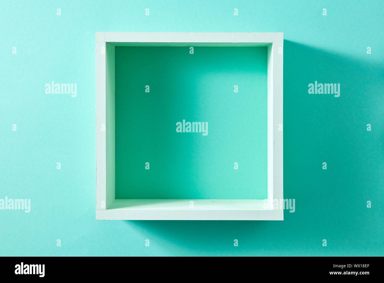 Wall green shelf view isolated on mint background Stock Photo Alamy