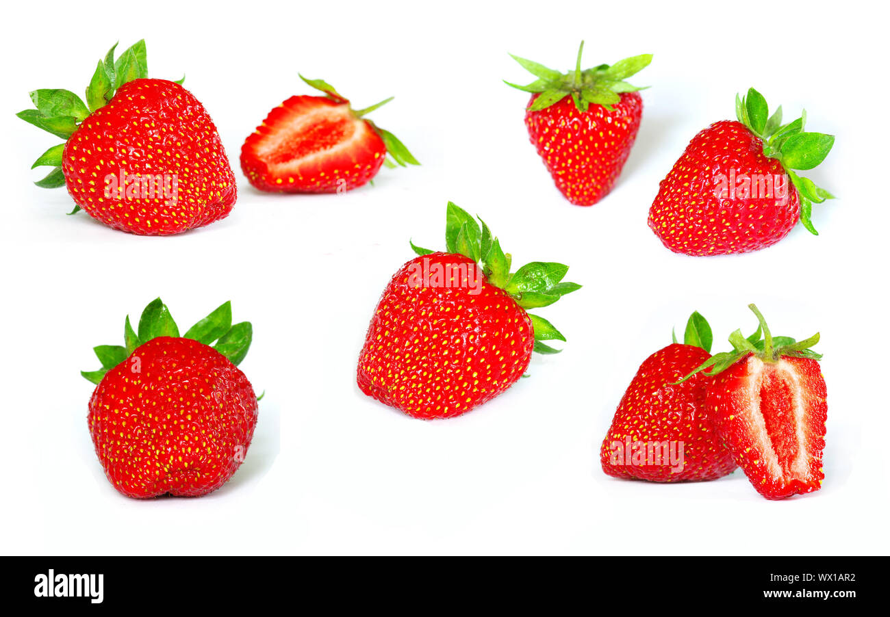 Fresh strawberries isolated on white background Stock Photo - Alamy