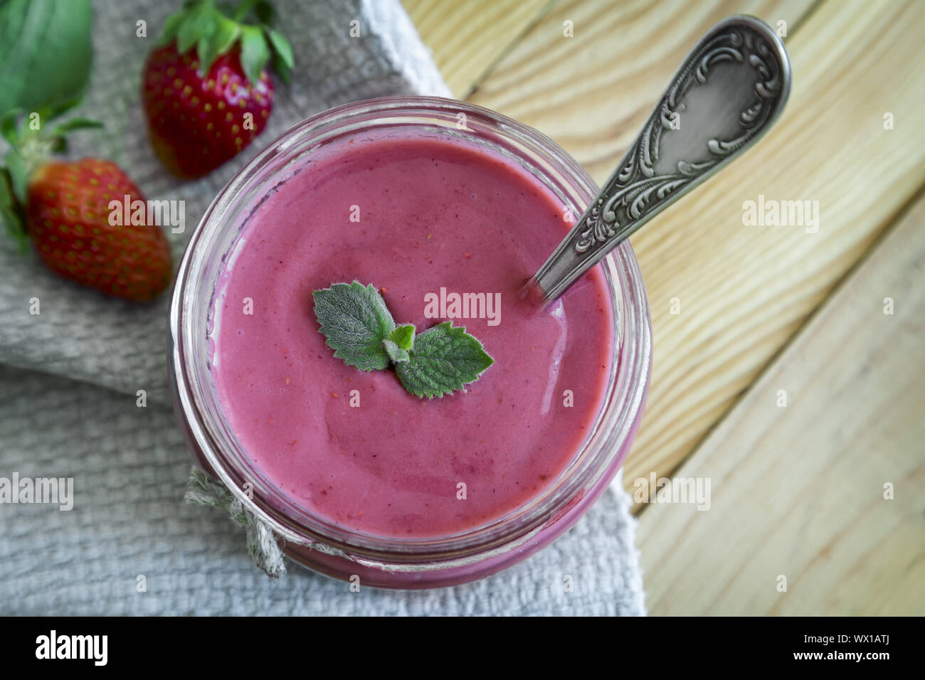 Strawberry and yogurt smoothie Stock Photo Alamy