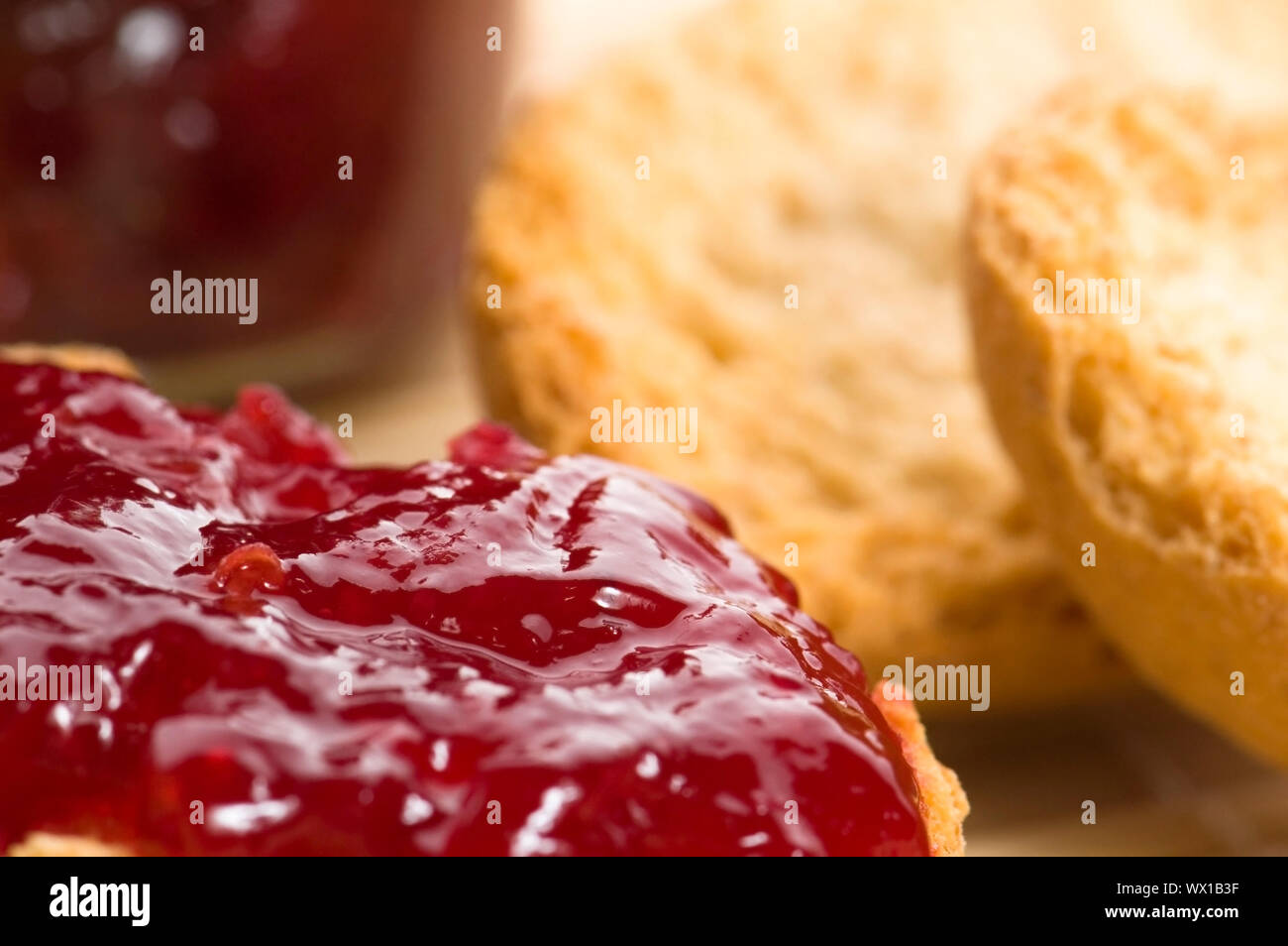 Breakfast of cherry jam on toast Stock Photo Alamy