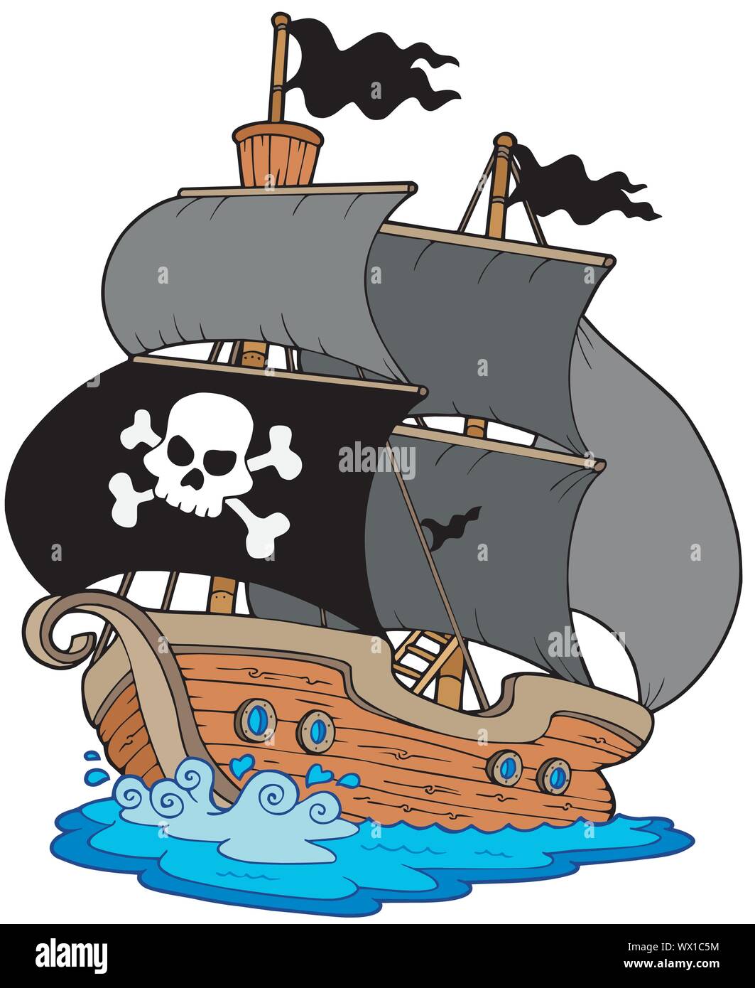 Pirate sailboat Stock Vector