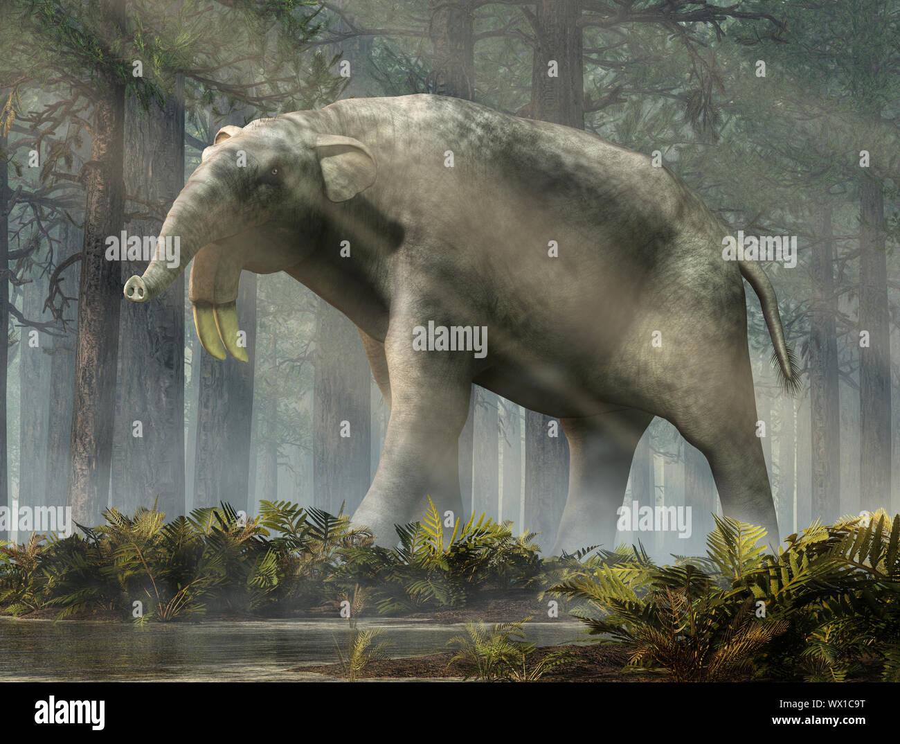 Deinotherium prehistoric mammal, illustration - Stock Image - C054/0220 -  Science Photo Library