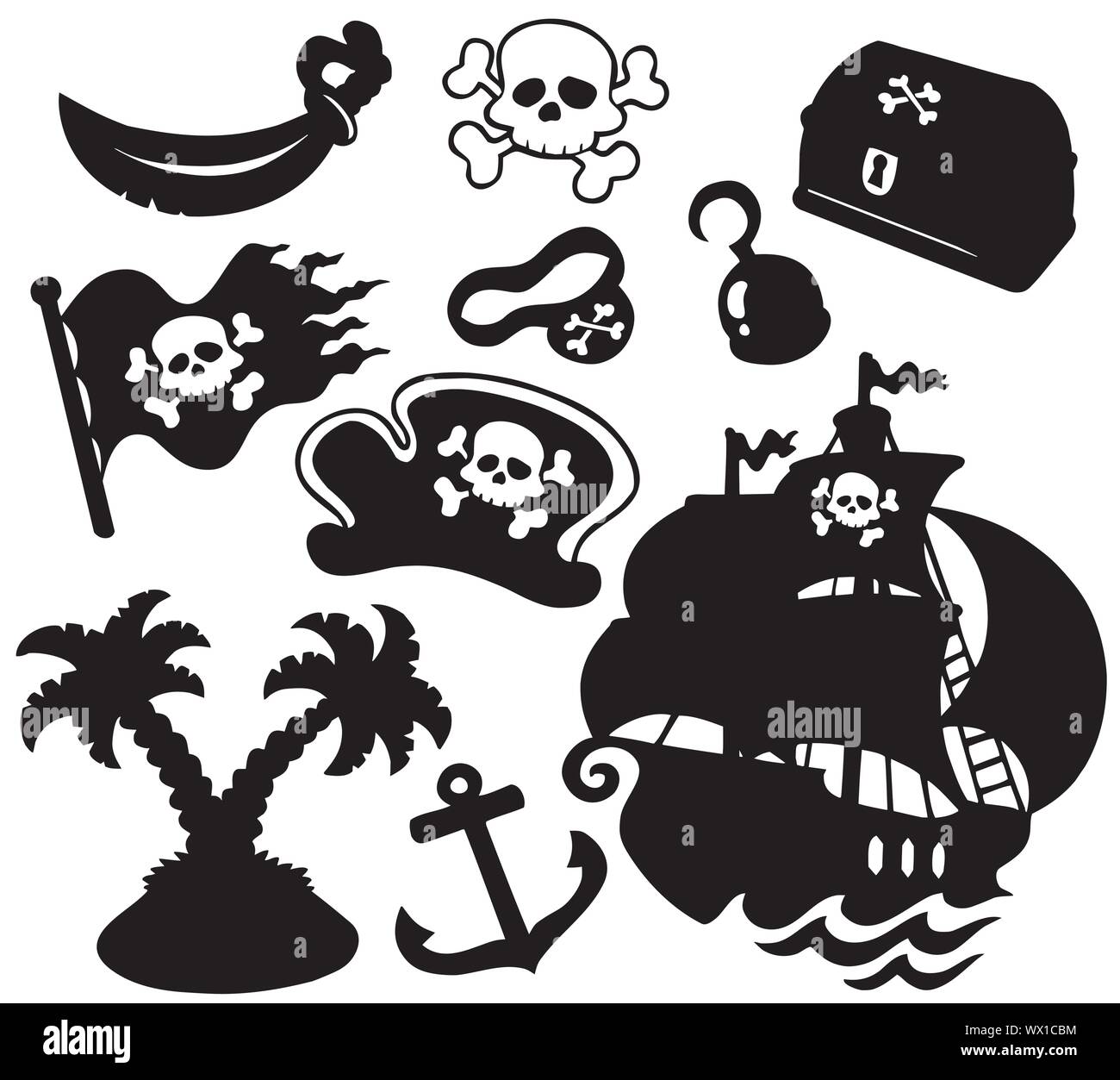 Pirate silhouettes collection Stock Vector
