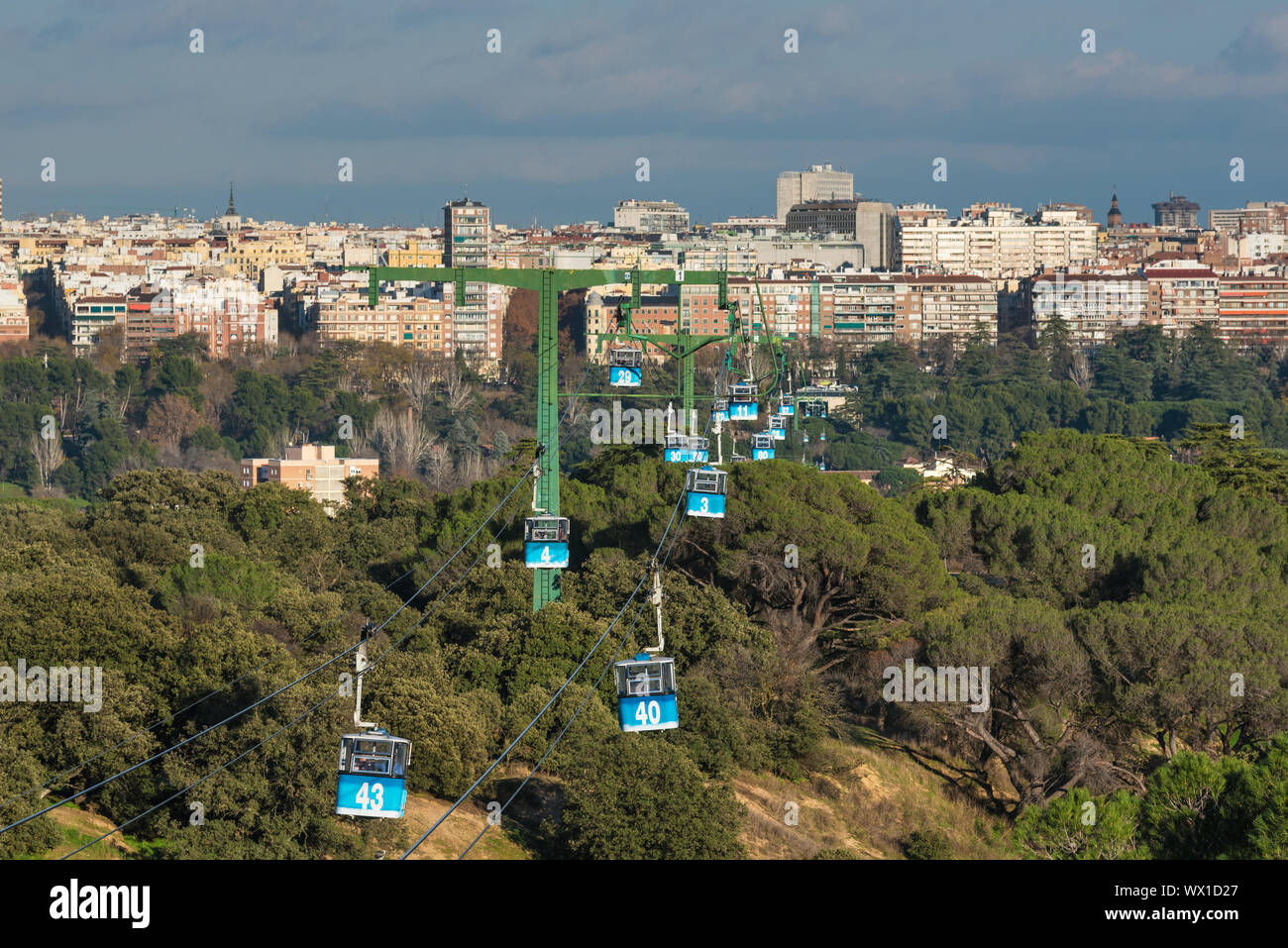 Cable car over casa de campo park in Madrid, Spain Stock Photo - Alamy
