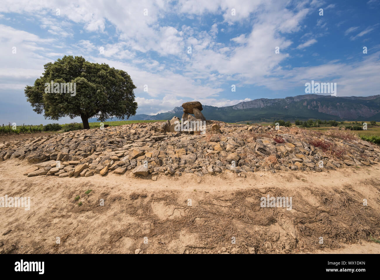 Megalithic Dolmen Chabola de la Hechicera, in La Guardia, Basque Country, Spain. Stock Photo