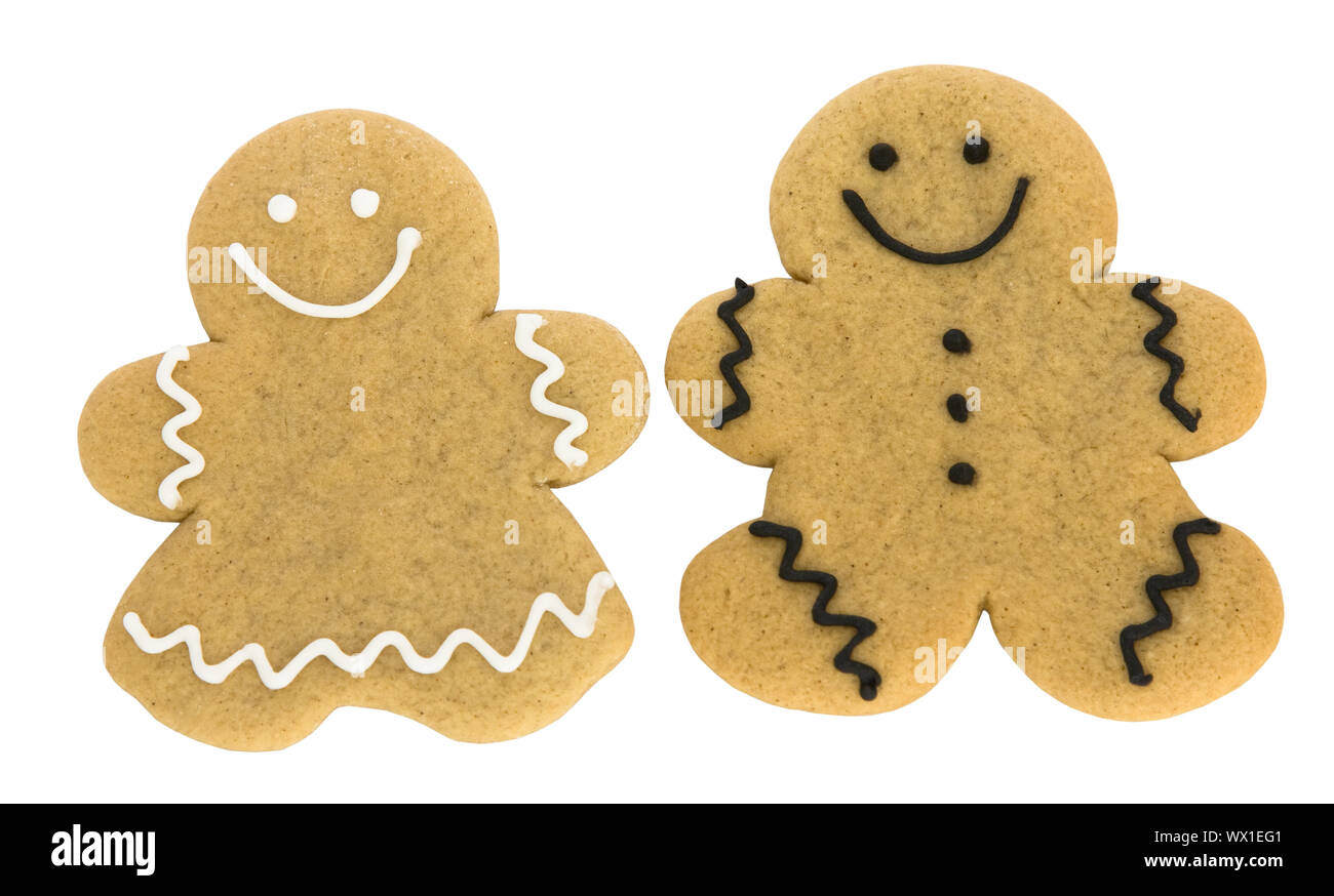 Gingerbread man and woman isolated against white Stock Photo Alamy