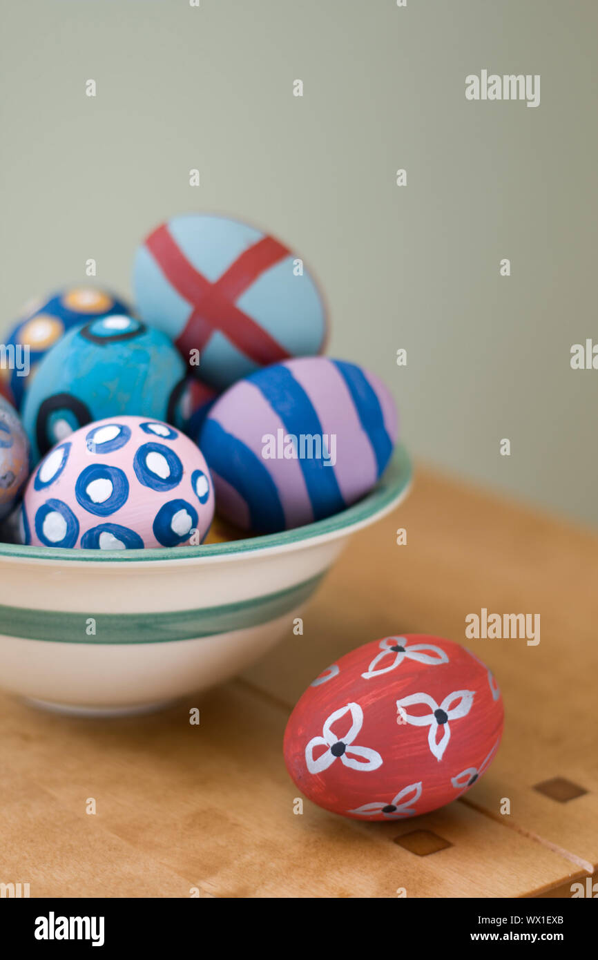 Hand-painted easter eggs Stock Photo