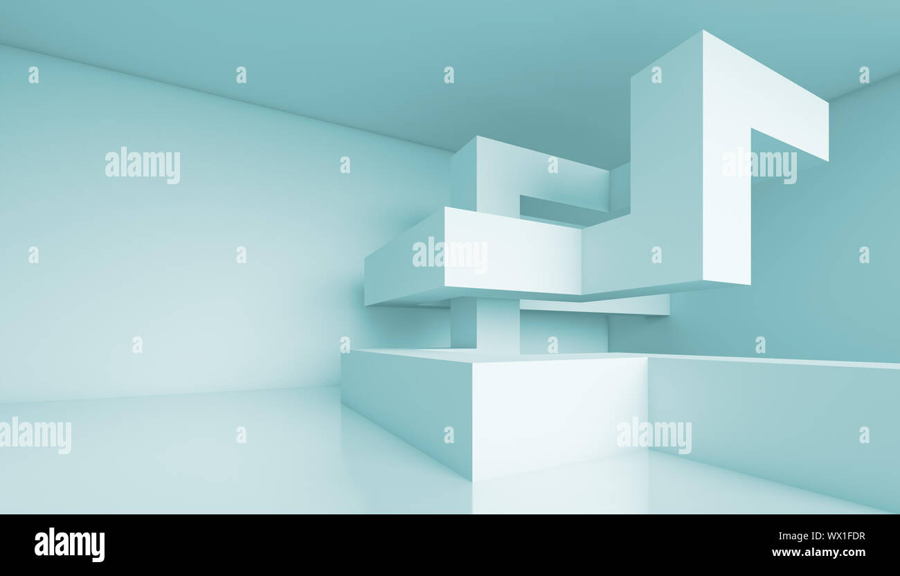 3d Illustration of Blue Futuristic Architecture Background Stock Photo ...