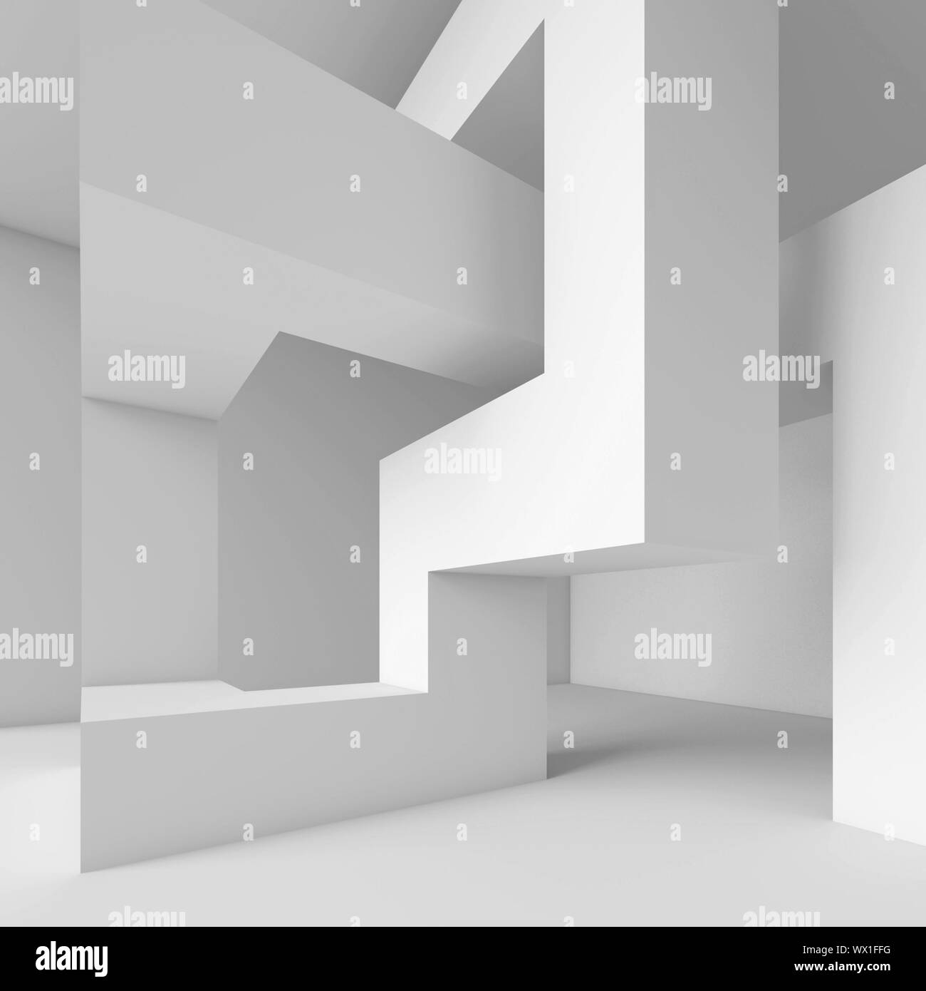 3d Illustration of White Abstract Geometric Wallpaper Stock Photo - Alamy