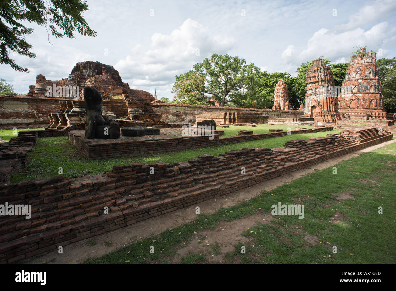 Wat Mahathat Ayutthaya, unesco world heritage ancient Buddhist temple ruin in Ayutthaya Thailand. Stock Photo