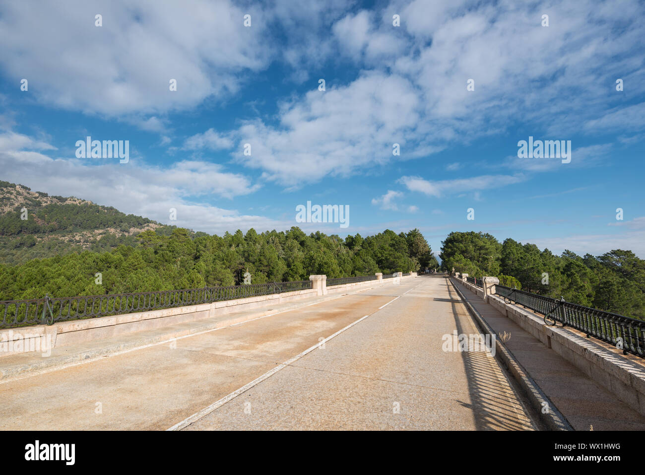 Road in Valley of the fallen, Madrid, Spain. Stock Photo