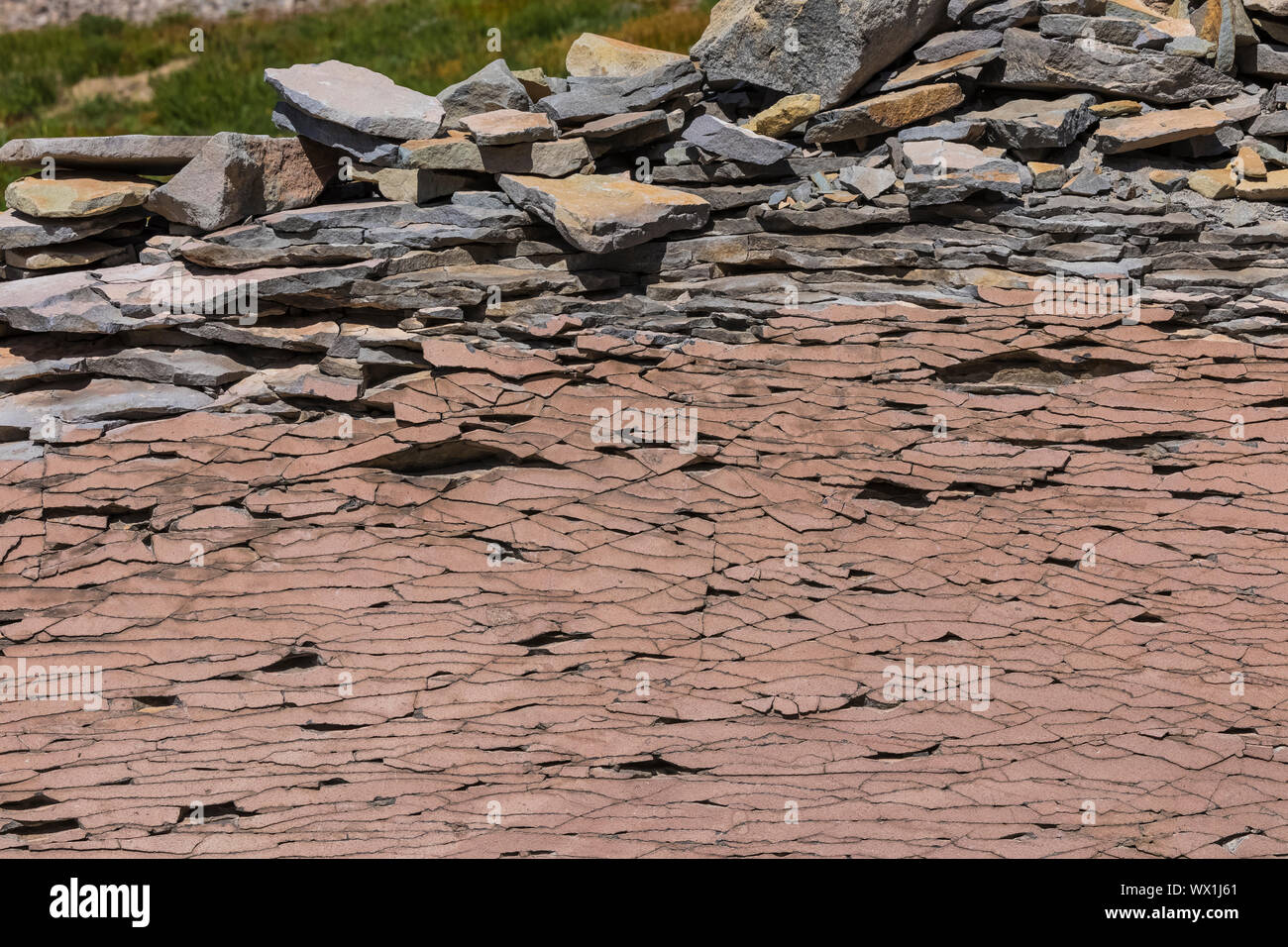 Giffer Rocks Fractured rock in a smooth plane along the Pacific Crest Trail in the ...