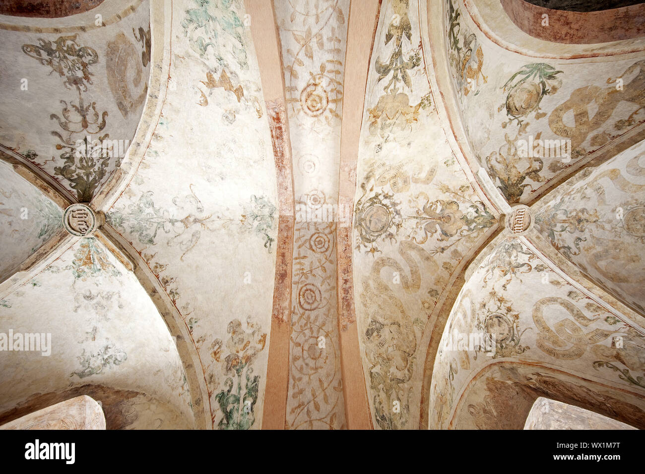 painting on the Ceiling, Dalheim Monastery, Lichtenau, East Westphalia-Lippe, Germany, Europe Stock Photo