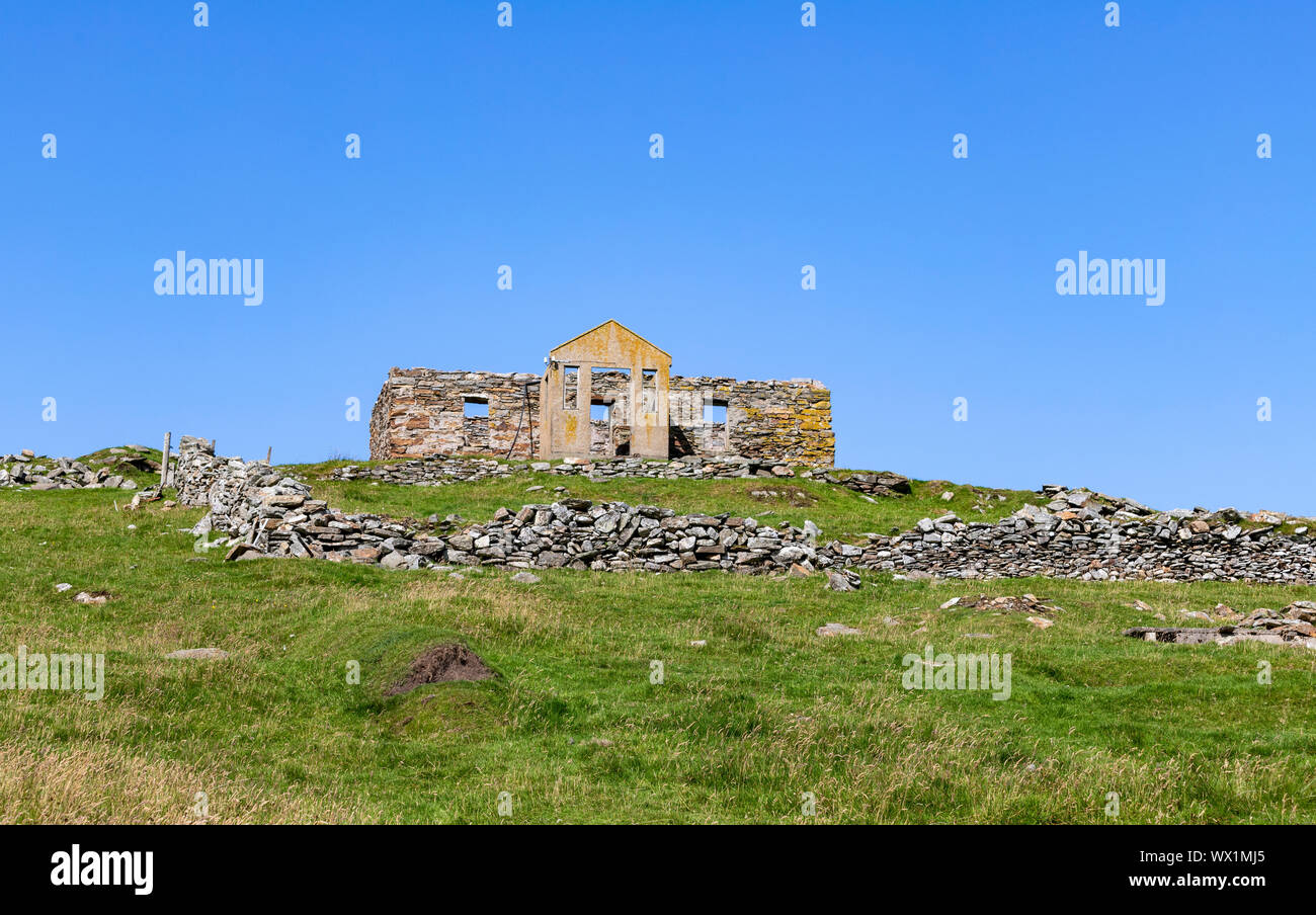 Abandon house ruined in Burrafirth, Unst, Shetland Islands, Scotland, UK Stock Photo