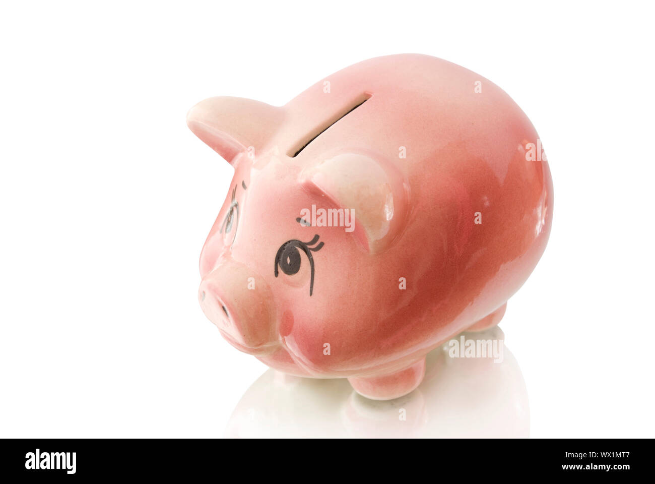 Pink piggy bank isolated on white background Stock Photo - Alamy