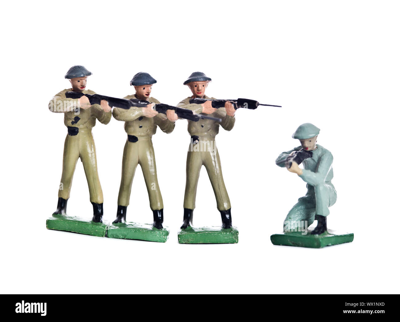Toy soldiers isolated on white background Stock Photo
