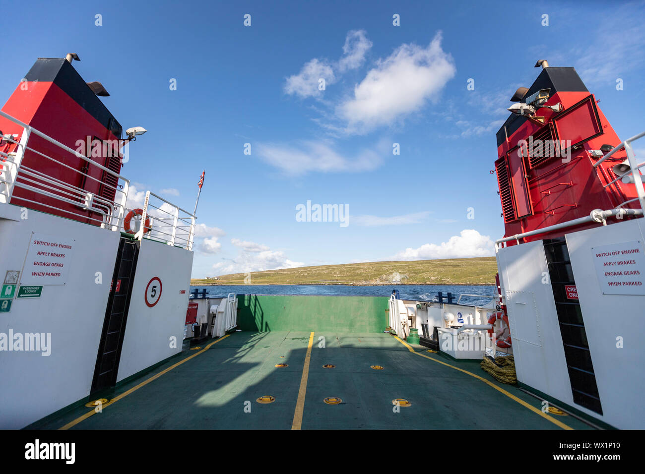 Ferry Belmont, Unst, to Gutcher in Yell island, Shetland, Scotland, UK Stock Photo