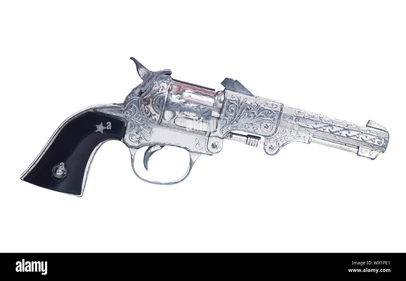 Toy Cowboy Gun isolated on White Background Stock Photo - Alamy