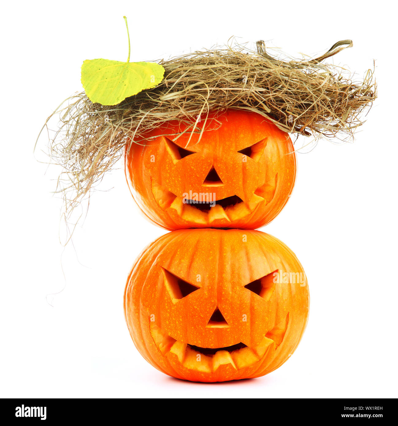 Scary halloween pumpkins isolated on white background Stock Photo - Alamy