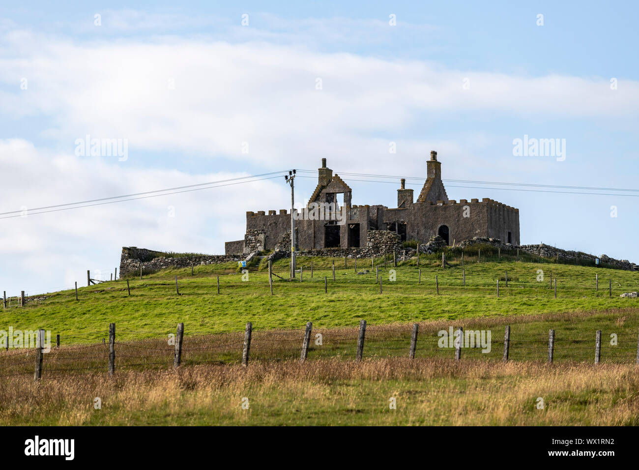 The Old Laird's Haunted House, abandon house in Yell island, Shetland, Scotland, UK Stock Photo