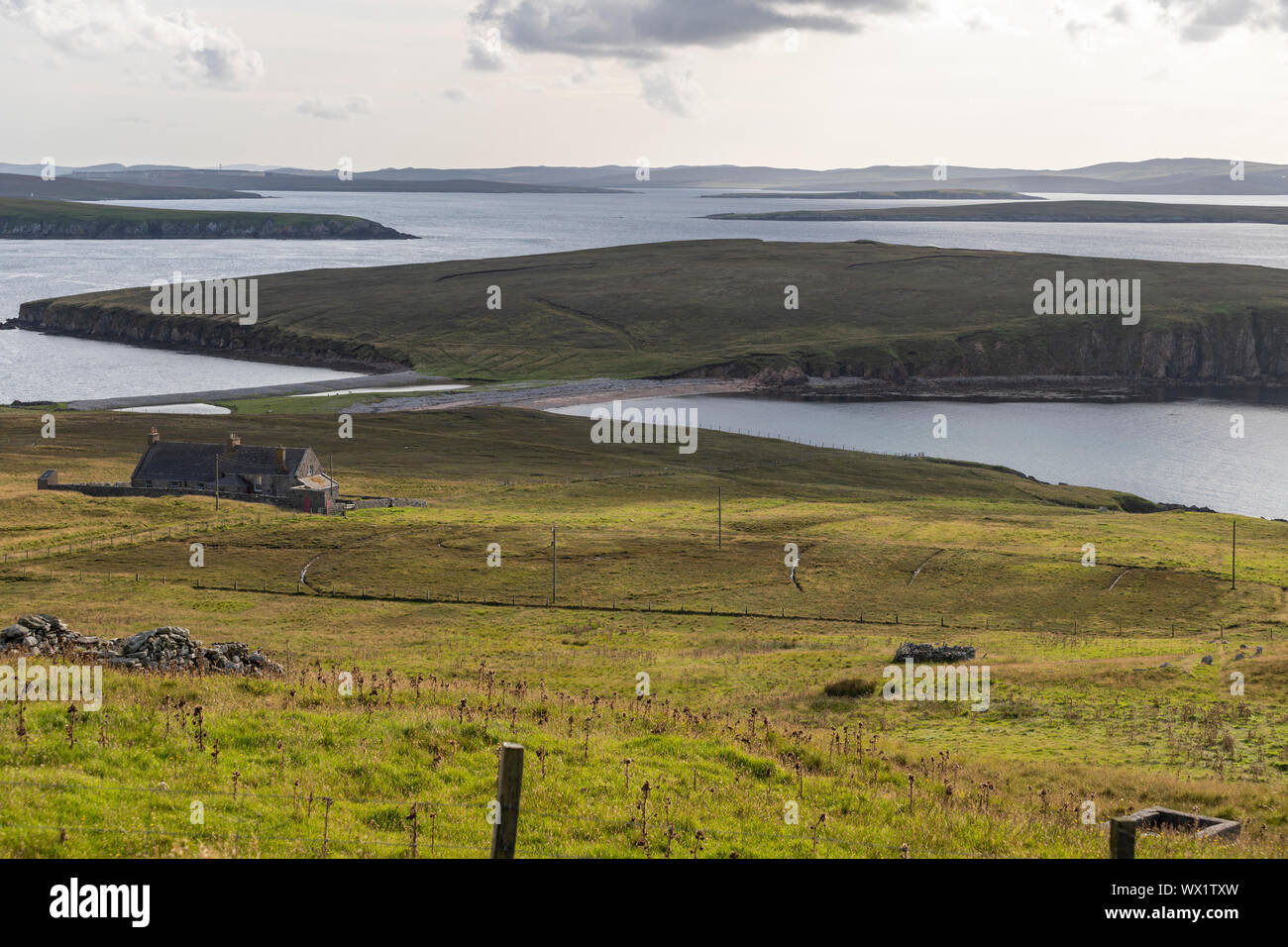 Tombolo in Yell island, Shetland, Scotland, UK Stock Photo