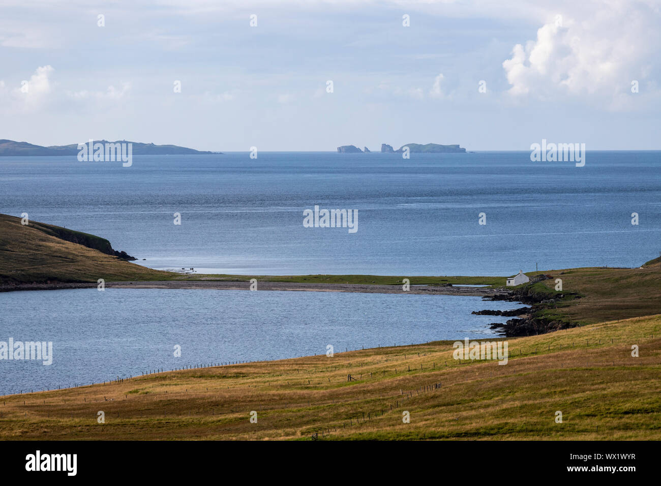 Isolated house near Tombolo in Yell island, Shetland, Scotland, UK