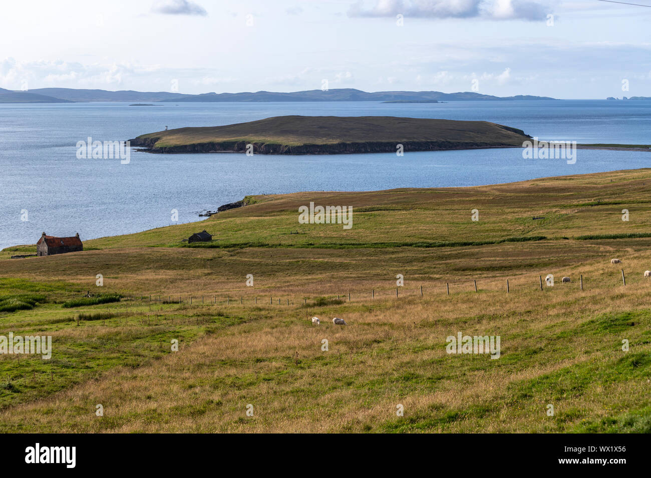 Isolated house near Tombolo in Yell island, Shetland, Scotland, UK Stock Photo