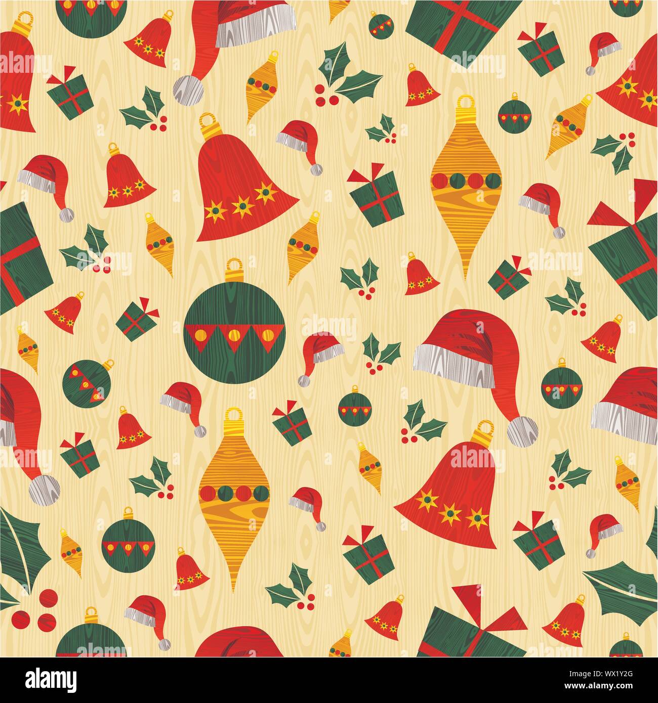 Christmas icons pattern background Stock Vector