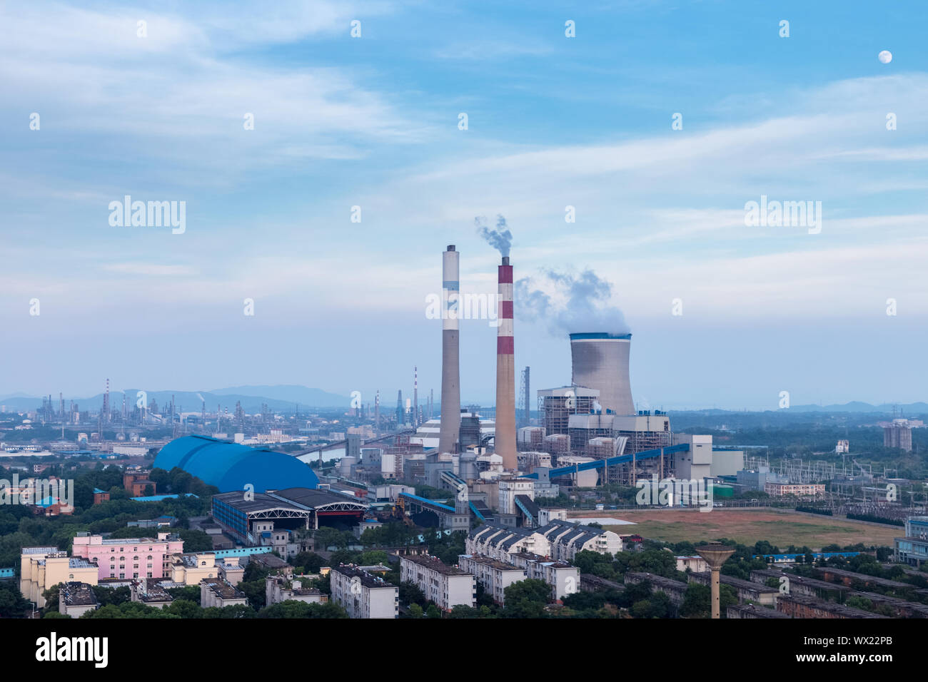 thermal power plant at dusk Stock Photo