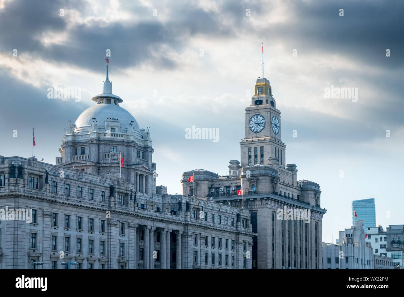 shanghai historic buildings and dramatic sky Stock Photo