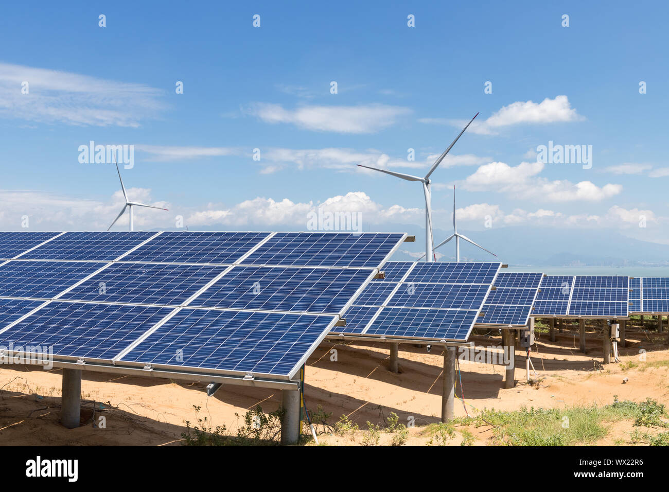 clean energy in sandy land Stock Photo