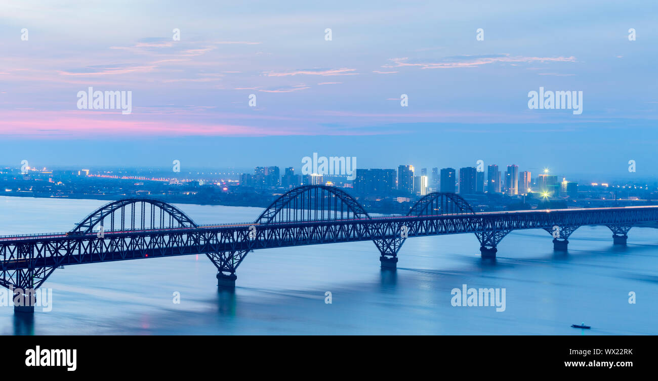 jiujiang yangtze river bridge Stock Photo