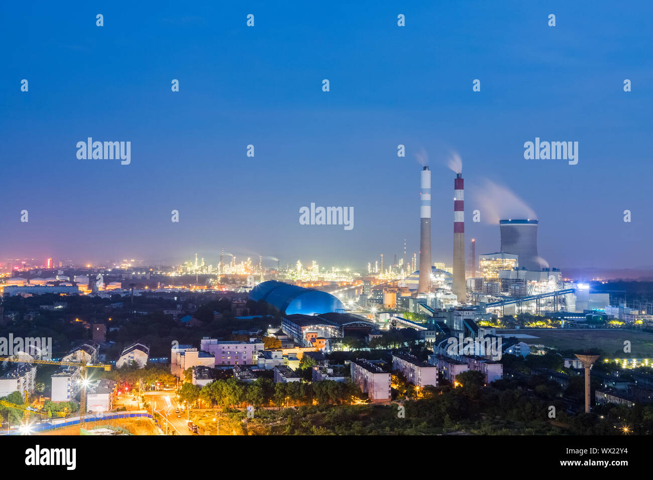 thermal power plant at night Stock Photo Alamy