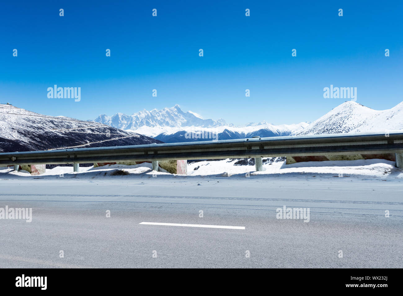 highway and tibet landscape Stock Photo