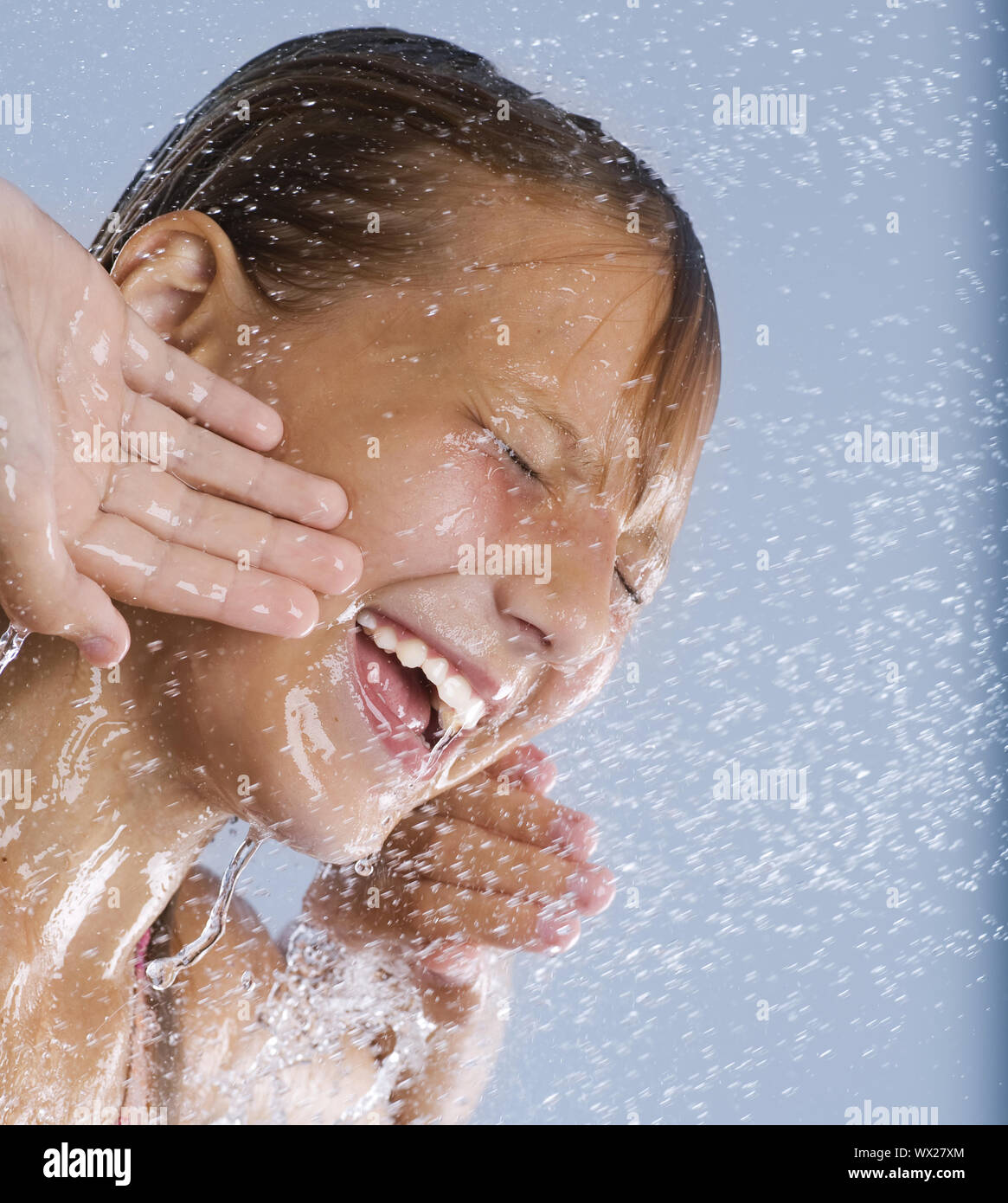Teen taking shower