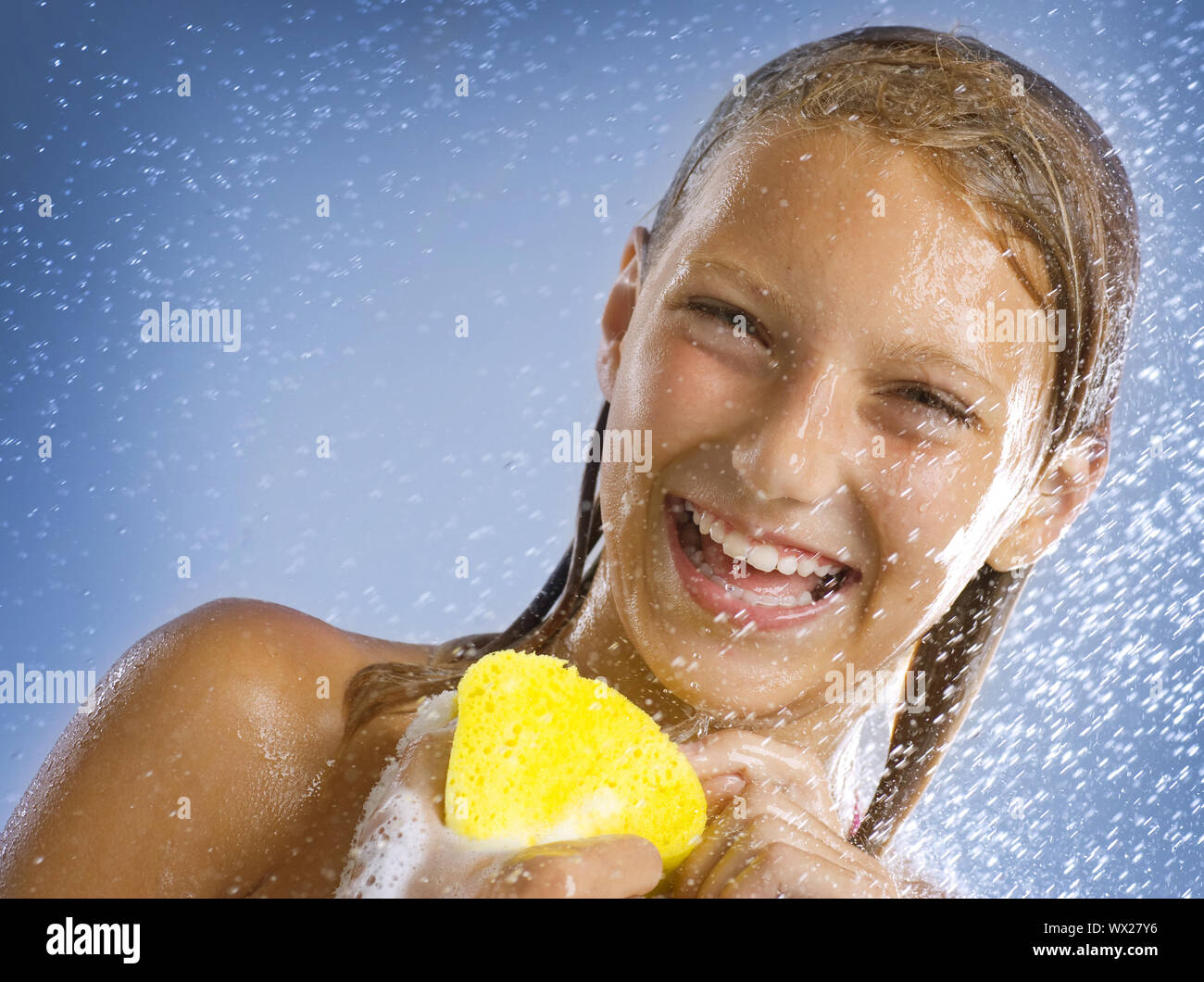 Teenage Girl Taking a Shower. Bath Stock Photo - Alamy