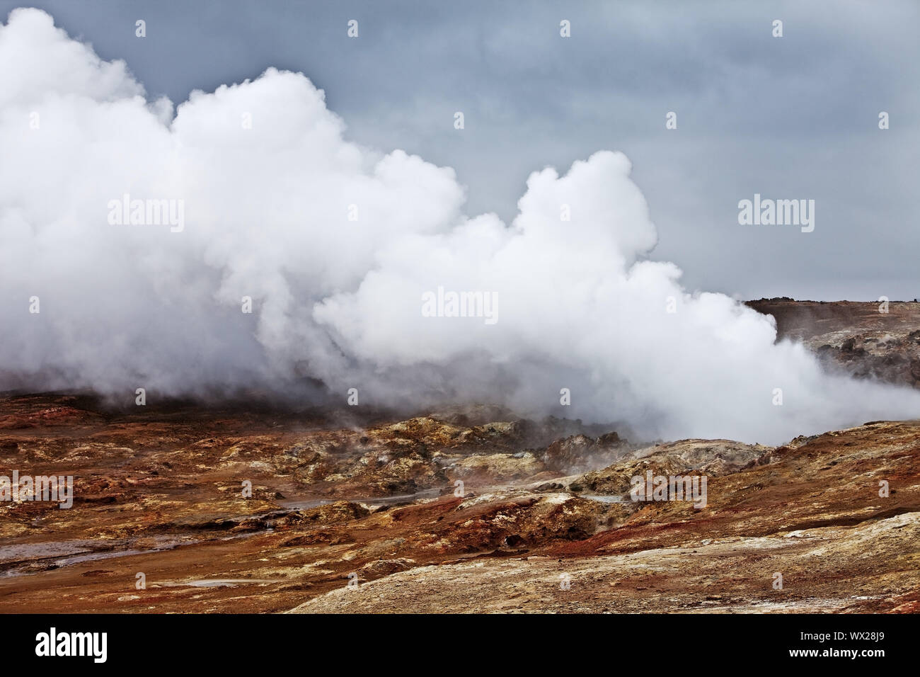 Water vapour in the geothermal area Gunnuhver, Reykjanes, southwest Iceland, Iceland, Europe Stock Photo