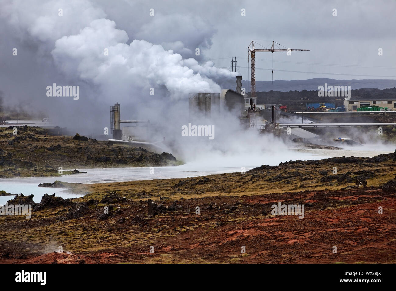 Gunnuhver geothermal area and Sudurnes geothermic power station, Reykjanes, Iceland, Europe Stock Photo