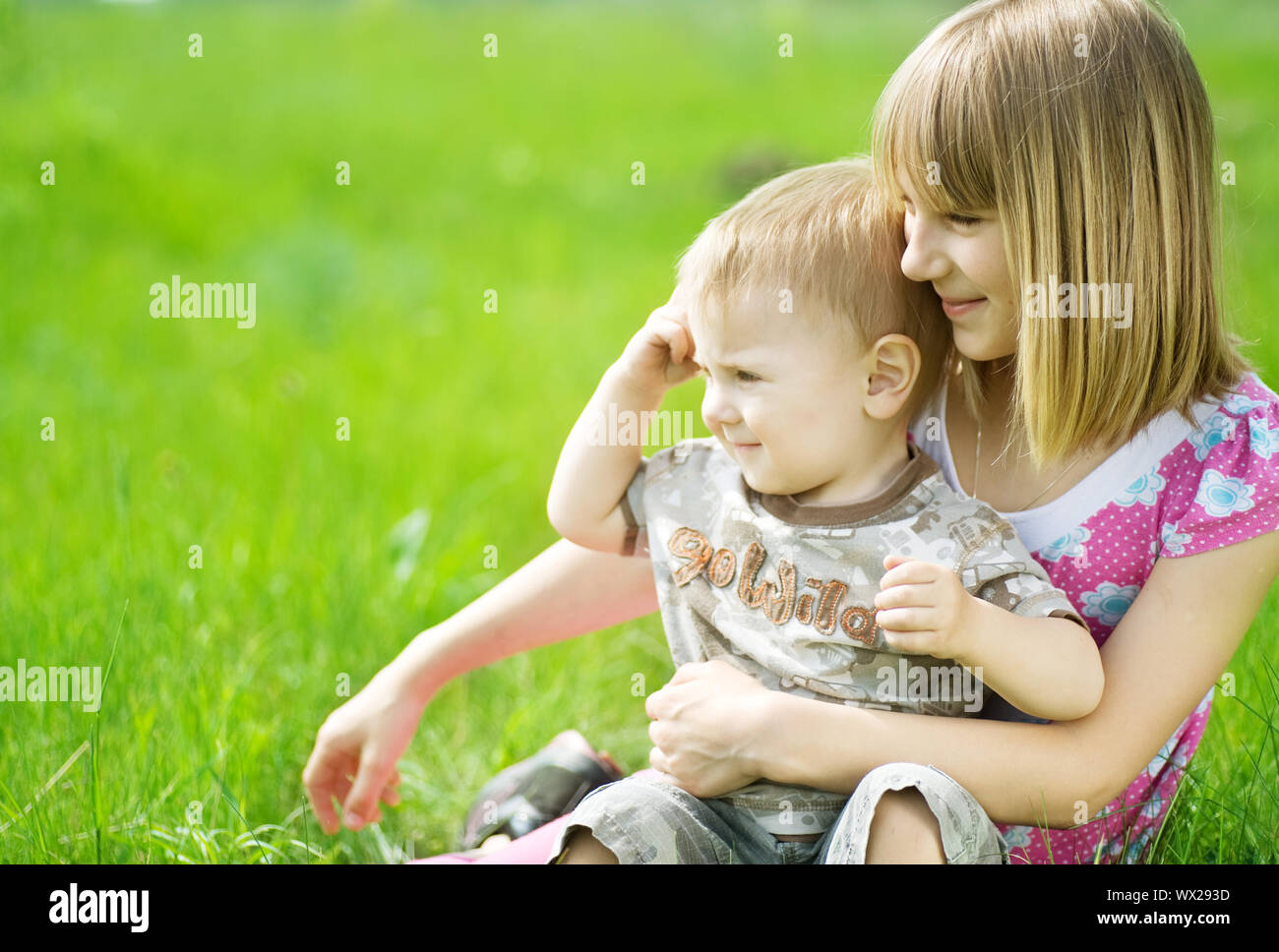 Happy Kids. Sister And brother Outdoor Stock Photo - Alamy