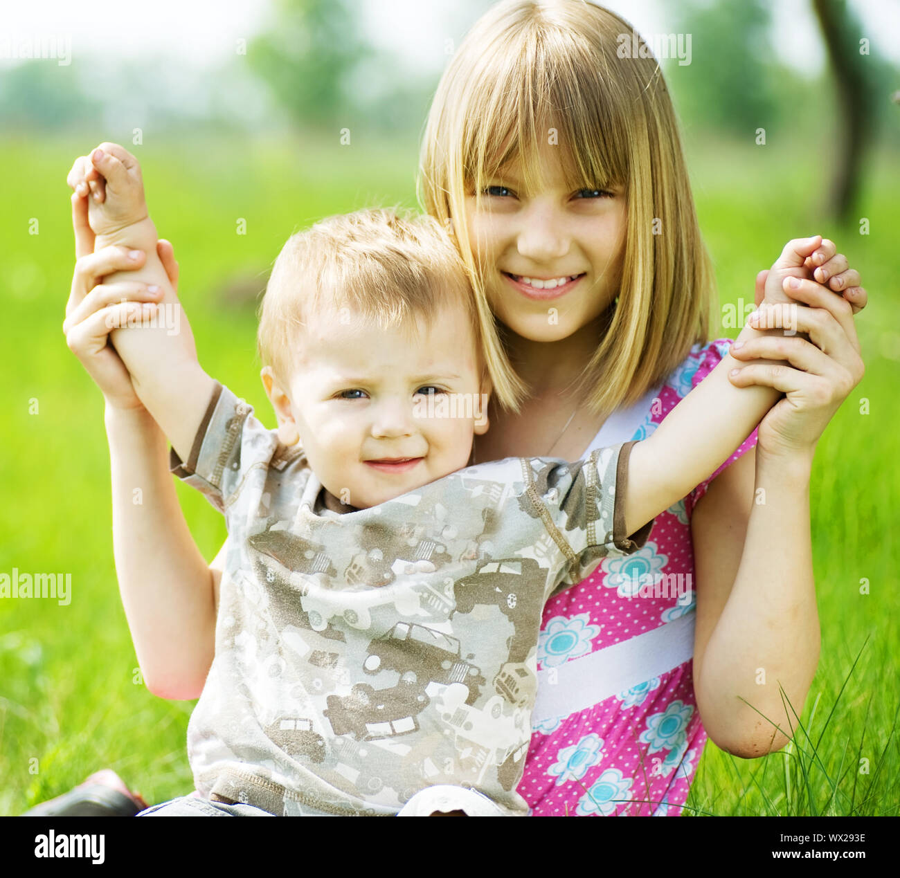 Sister And Brother Outdoor Stock Photo - Alamy