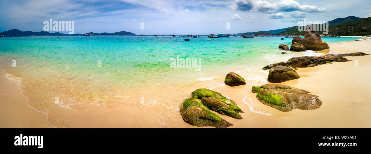 White sand beach. Vietnam. Panorama Stock Photo