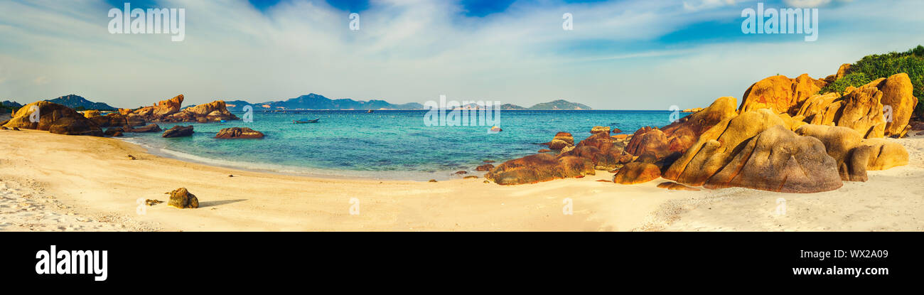 White sand beach. Vietnam. Panorama Stock Photo