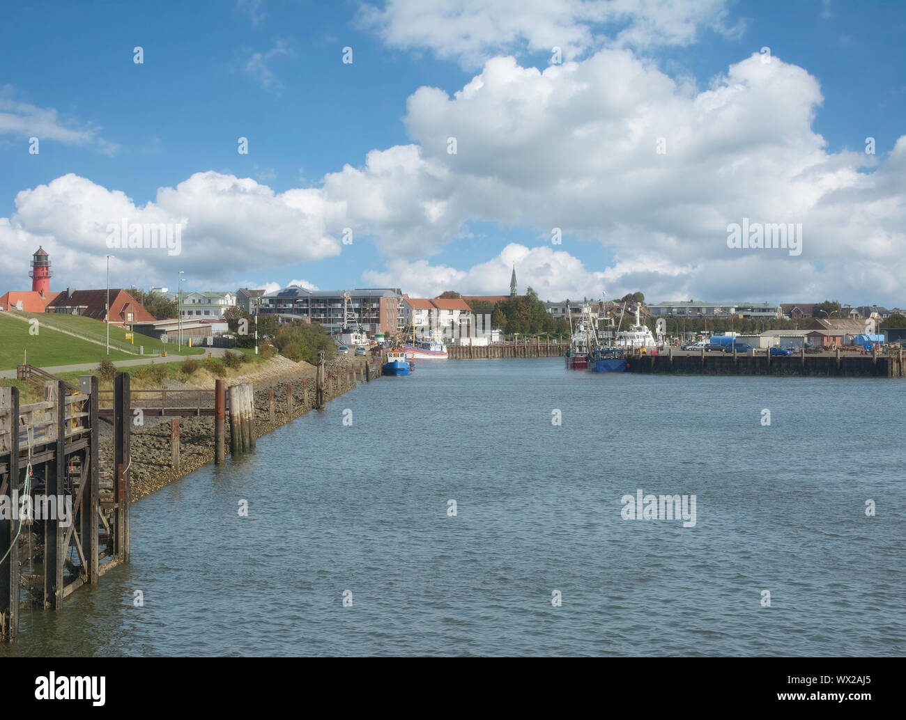 Harbor of Buesum at North Sea in North Frisia,Schleswig-Holstein,Germany Stock Photo