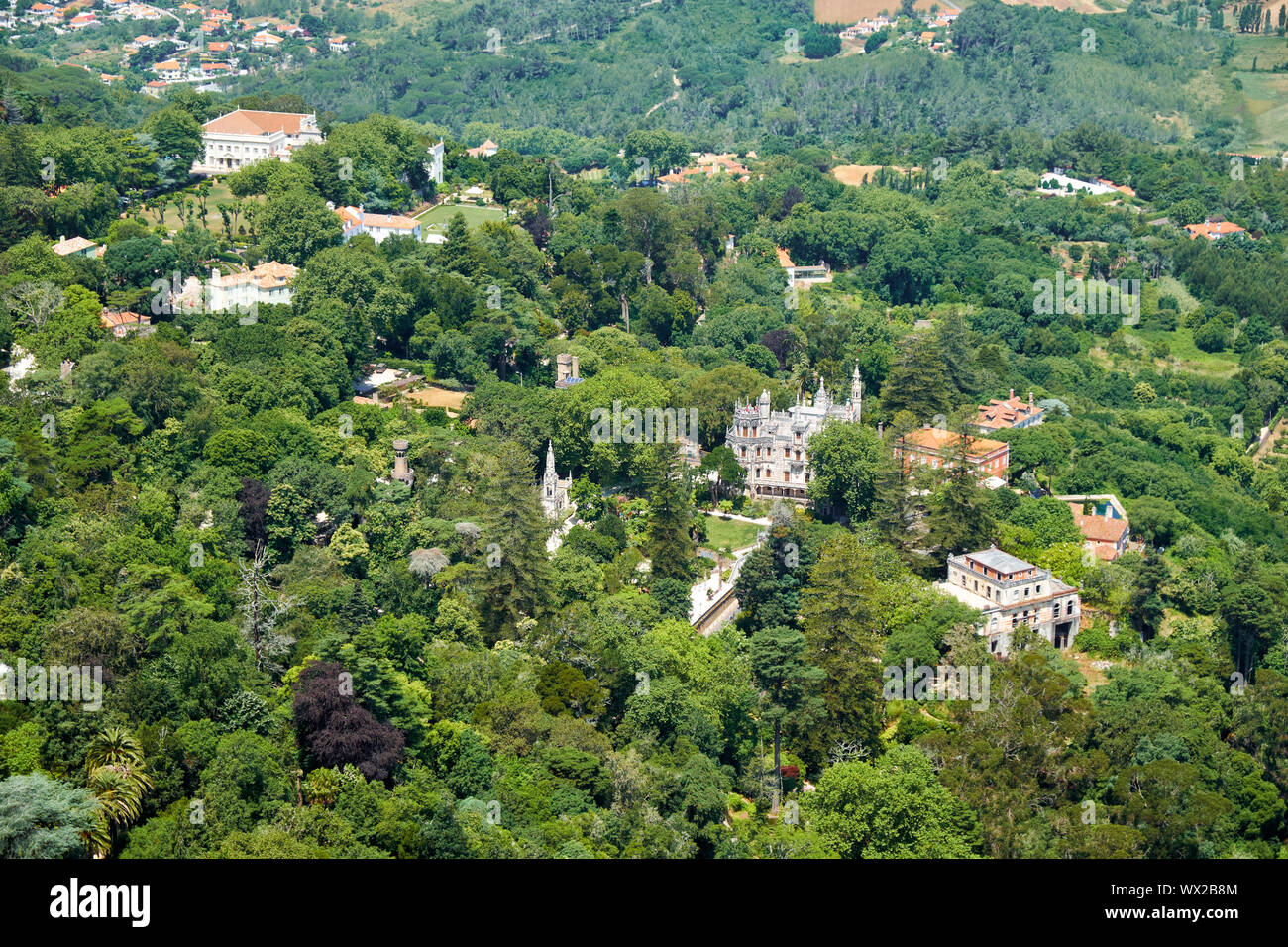 Bird'seye view on Sintra estates as seen from the Sintra Mountains