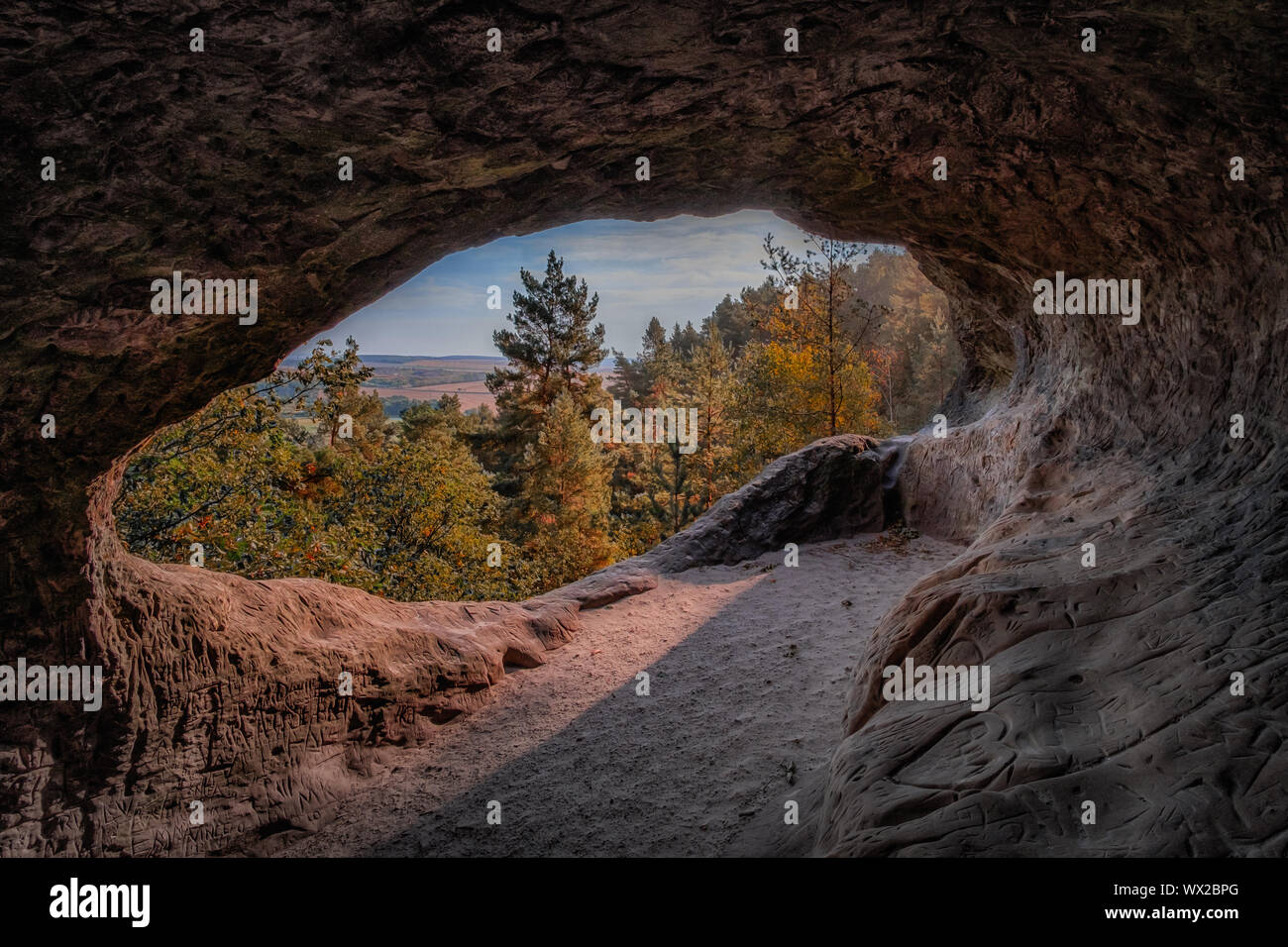 Teufelsmauer Harz Hamburg coat of arms at Timmenrode Thale Stock Photo