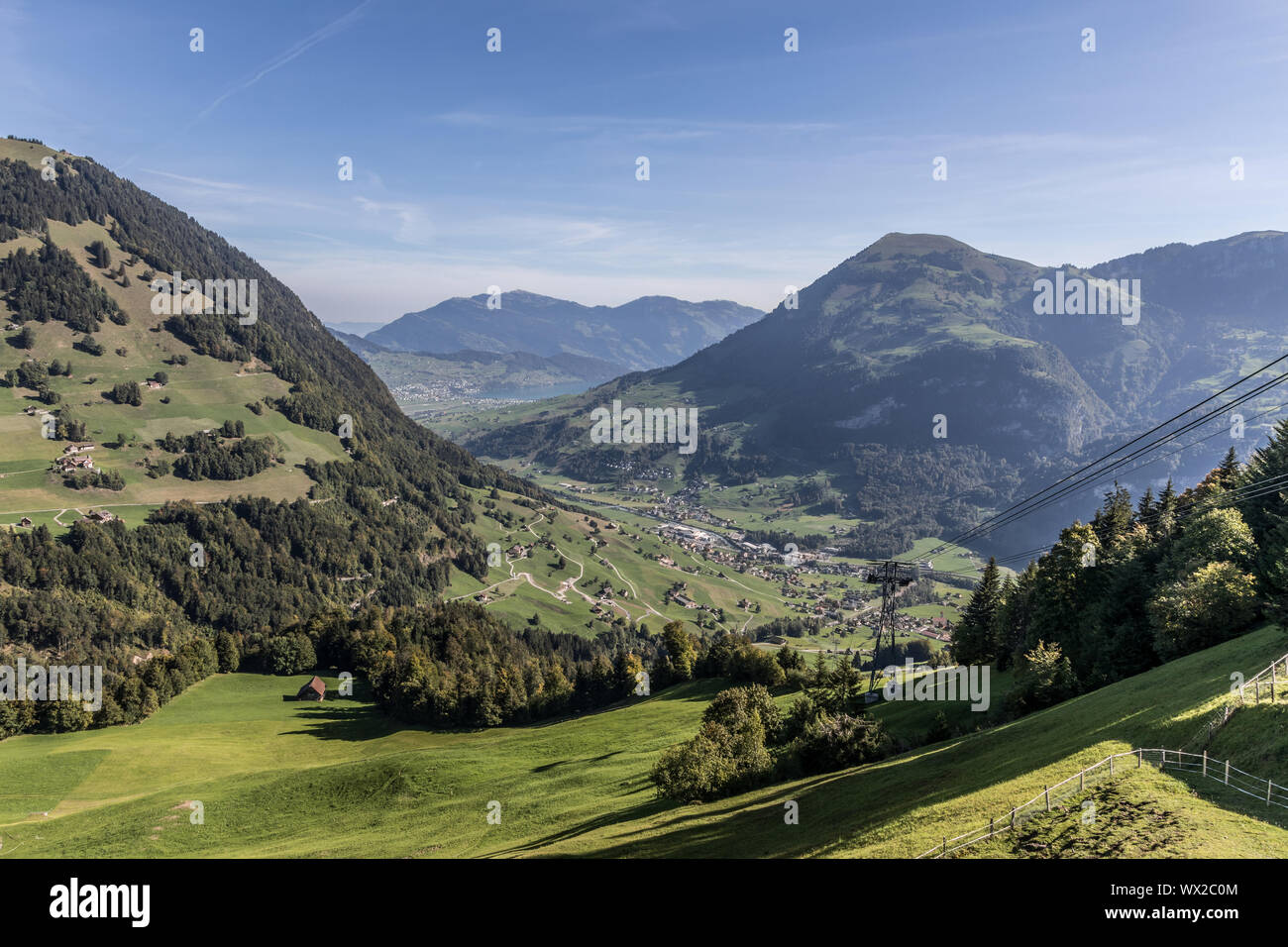View of the Buochserhorn from the mountain station Luftseilbahn Dallenwil - Wirzweli, Nidwalden, Swi Stock Photo