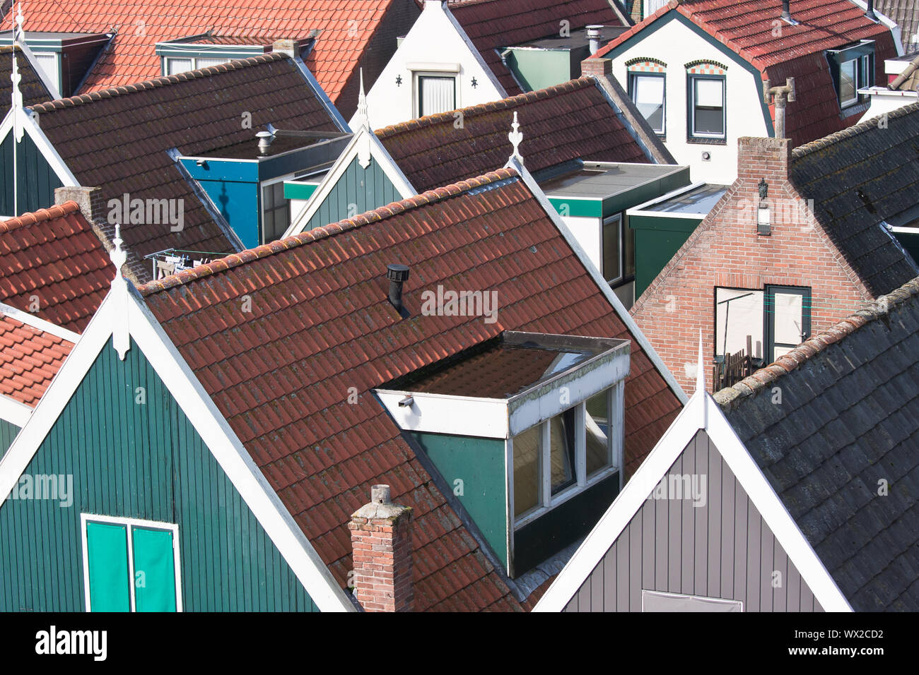 Facing the roofs of an old pittoresk village in the netherlands Stock Photo